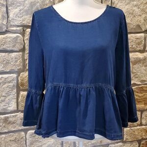 MIAMI Peplum Light Denim Blue Size Medium